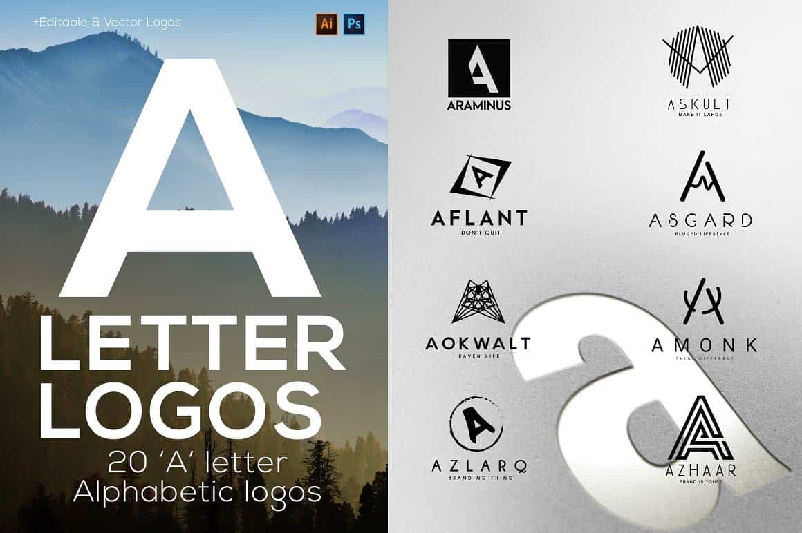 A Letter Alphabetic Logos Graphicx Pack Here, you'll find two letter logos, three letter logos, single letter logos, 4 letter logos and much more. a letter alphabetic logos graphicx pack